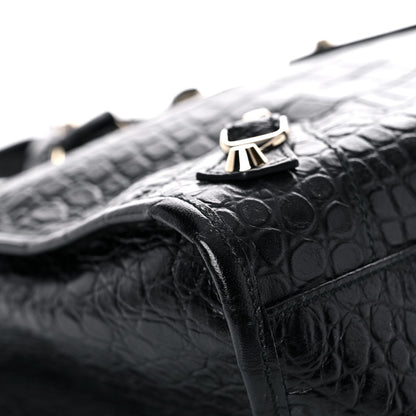 Balenciaga Calfskin Crocodile Embossed Classic Hardware City Black 9 of 13