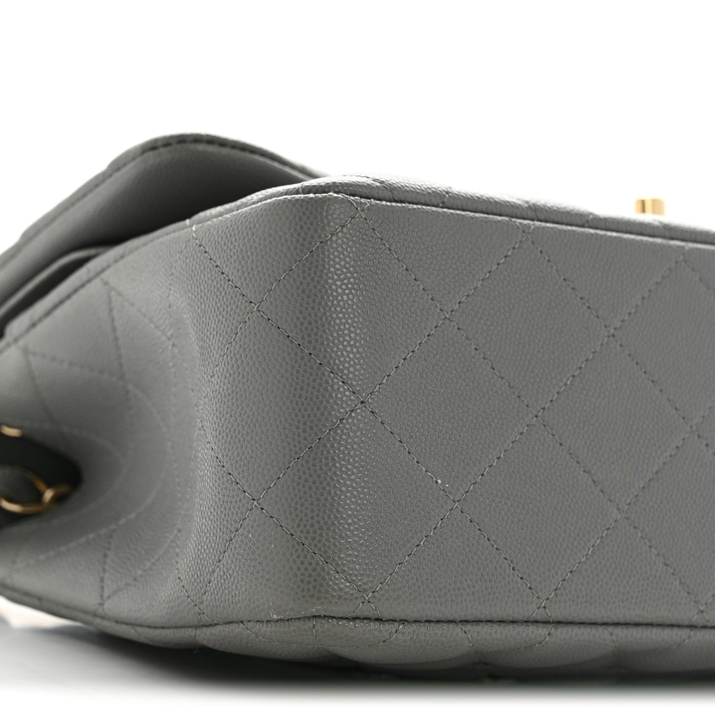 Caviar Quilted Jumbo Double Flap Grey
