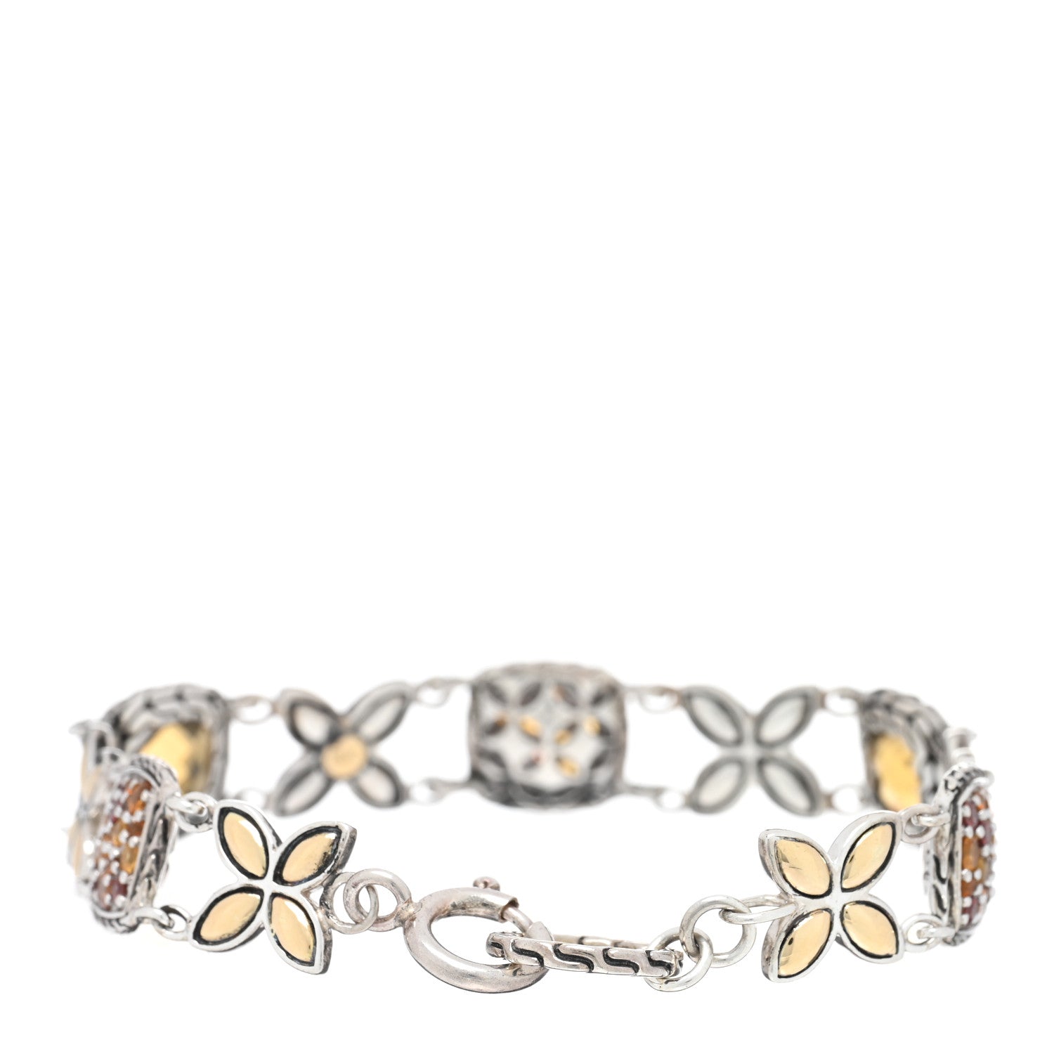 John Hardy Sterling Silver 18K Yellow Gold Citrine Garnet Batu Kawung Bracelet 2 of 3