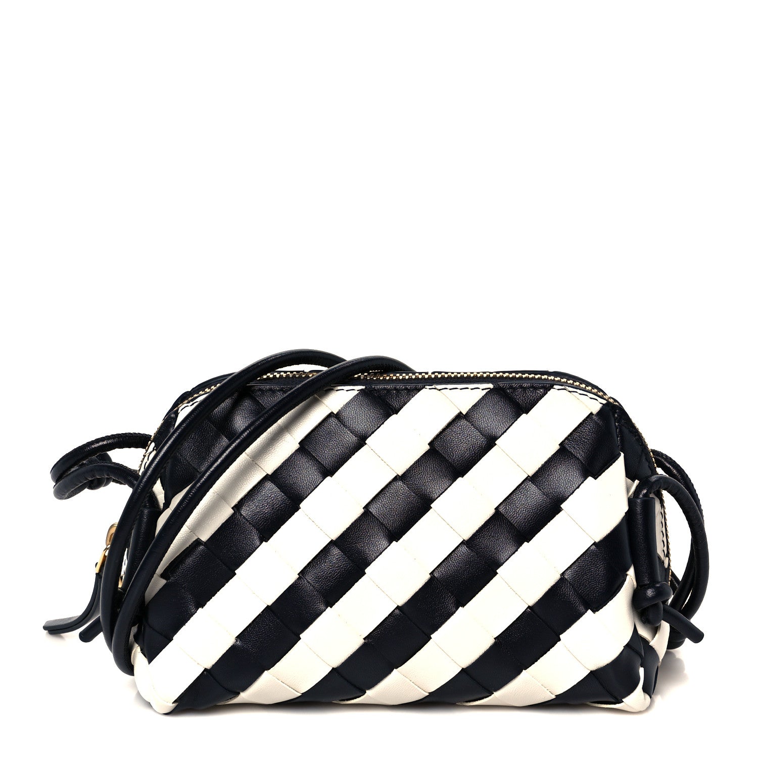 Bottega Veneta Nappa Intrecciato Striped Concert Pouch Space Chalk