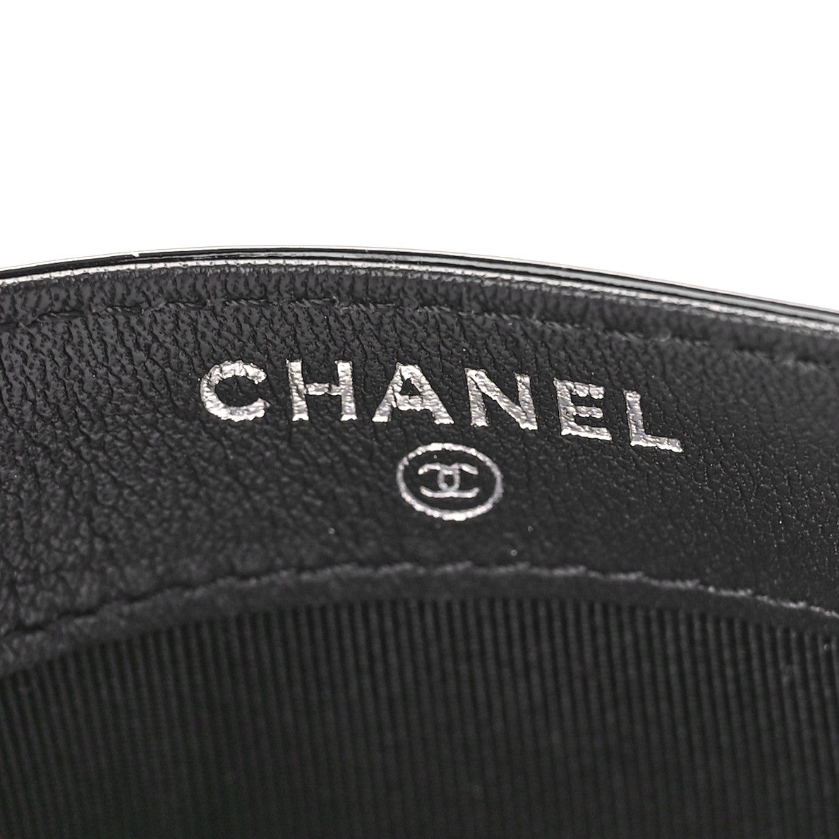 Patent Calfskin Quilted Card Holder Black