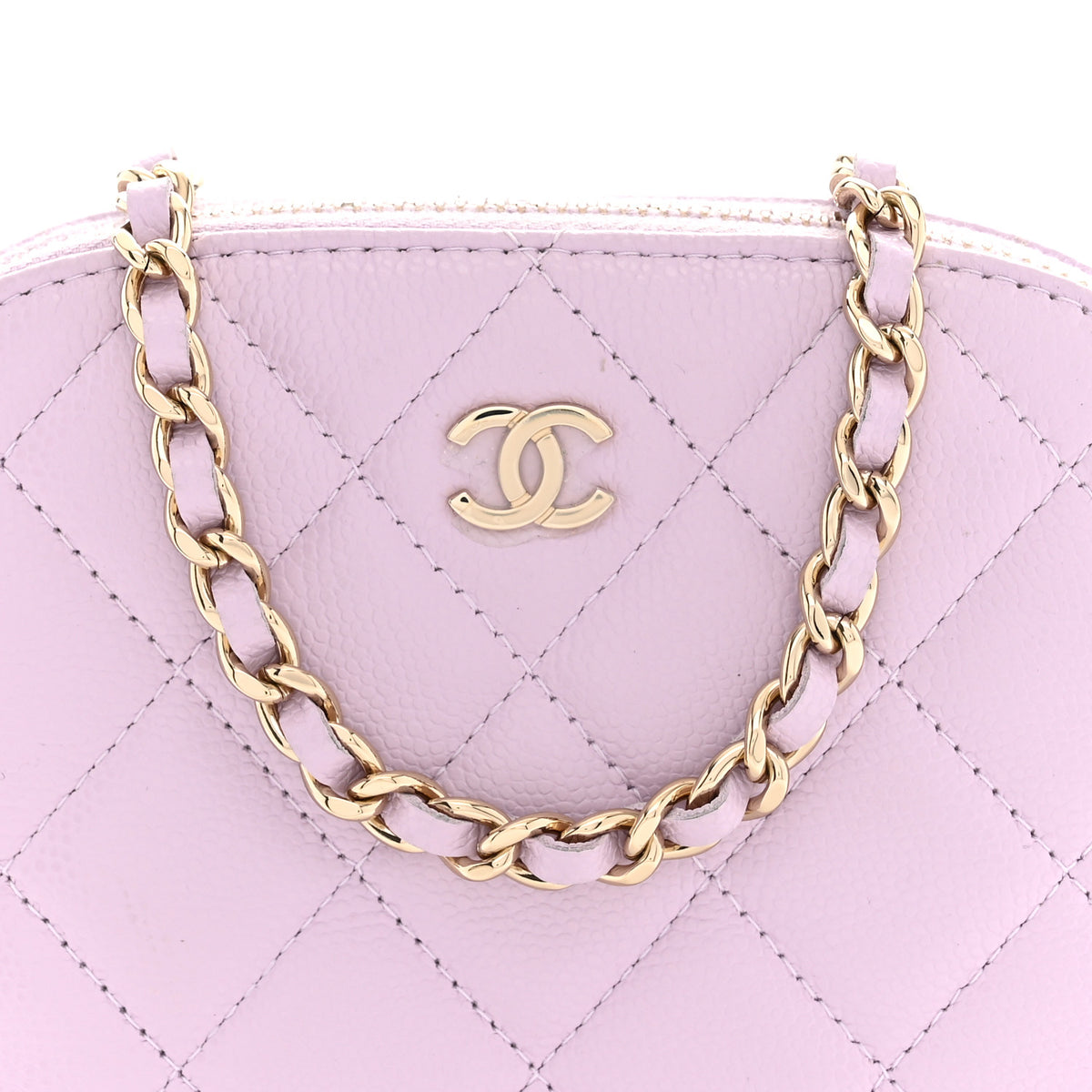 Chanel Caviar Quilted Mini Classic Clutch With Chain Light Purple 8 of 12