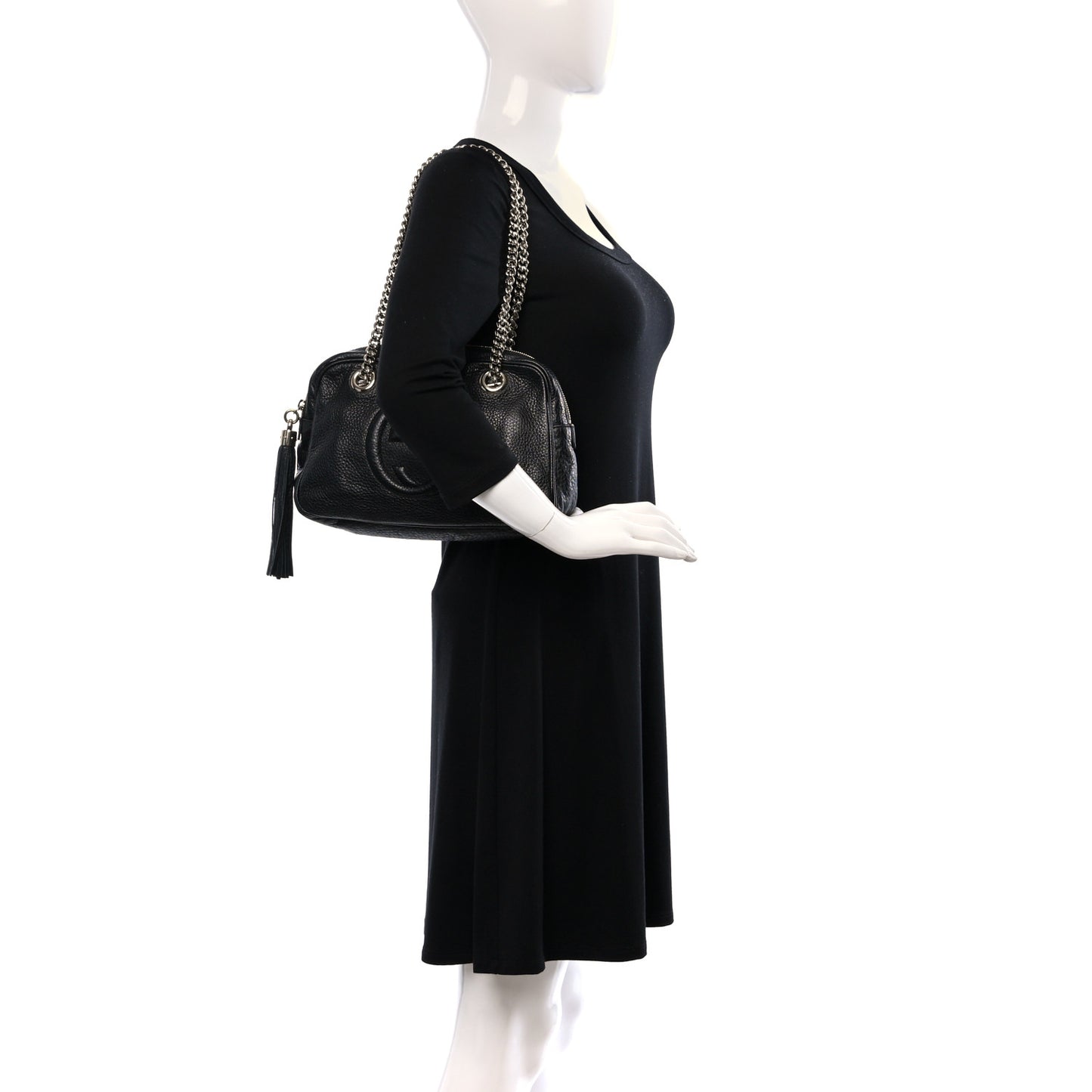 Pebbled Calfskin Small Soho Bowler Black