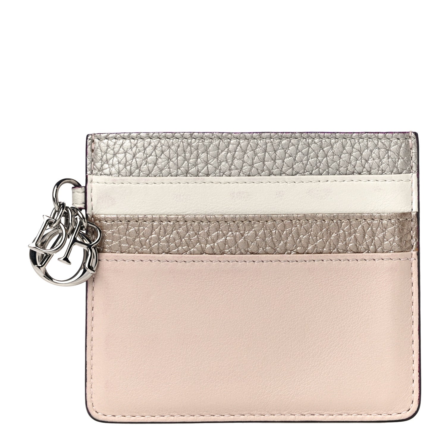 Christian Dior Grained Calfskin Card Holder Pink Multicolor 1 of 11