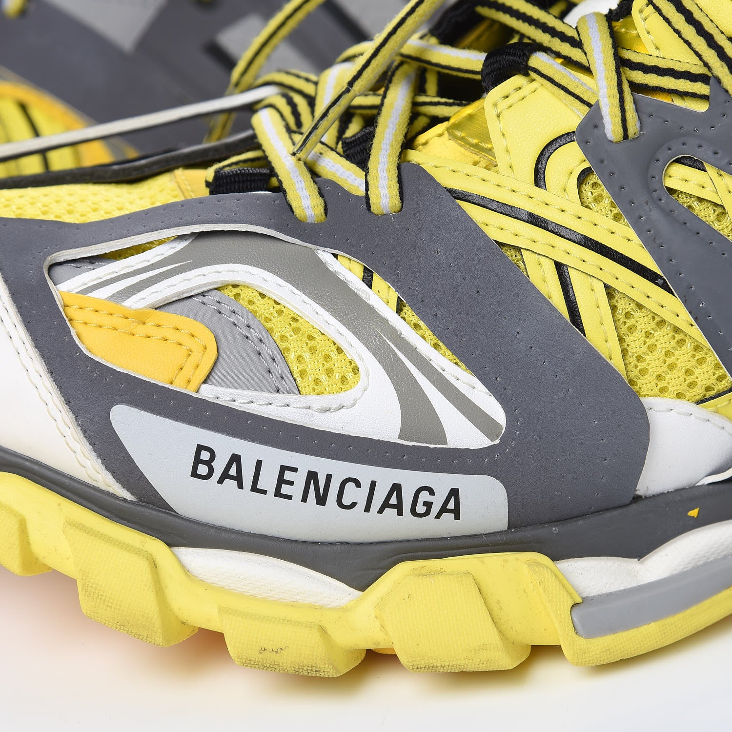 Balenciaga Mesh Nylon Mens Track Sneakers 41 Yellow Black White 10 of 10