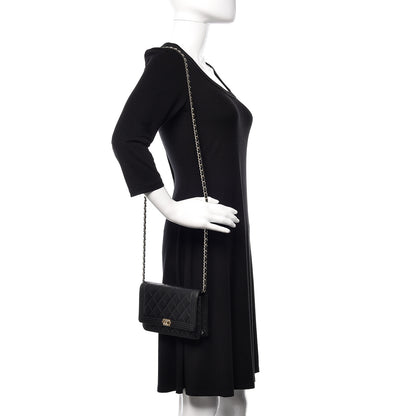 Chanel Caviar Quilted Boy Wallet On Chain WOC Black 2 of 12