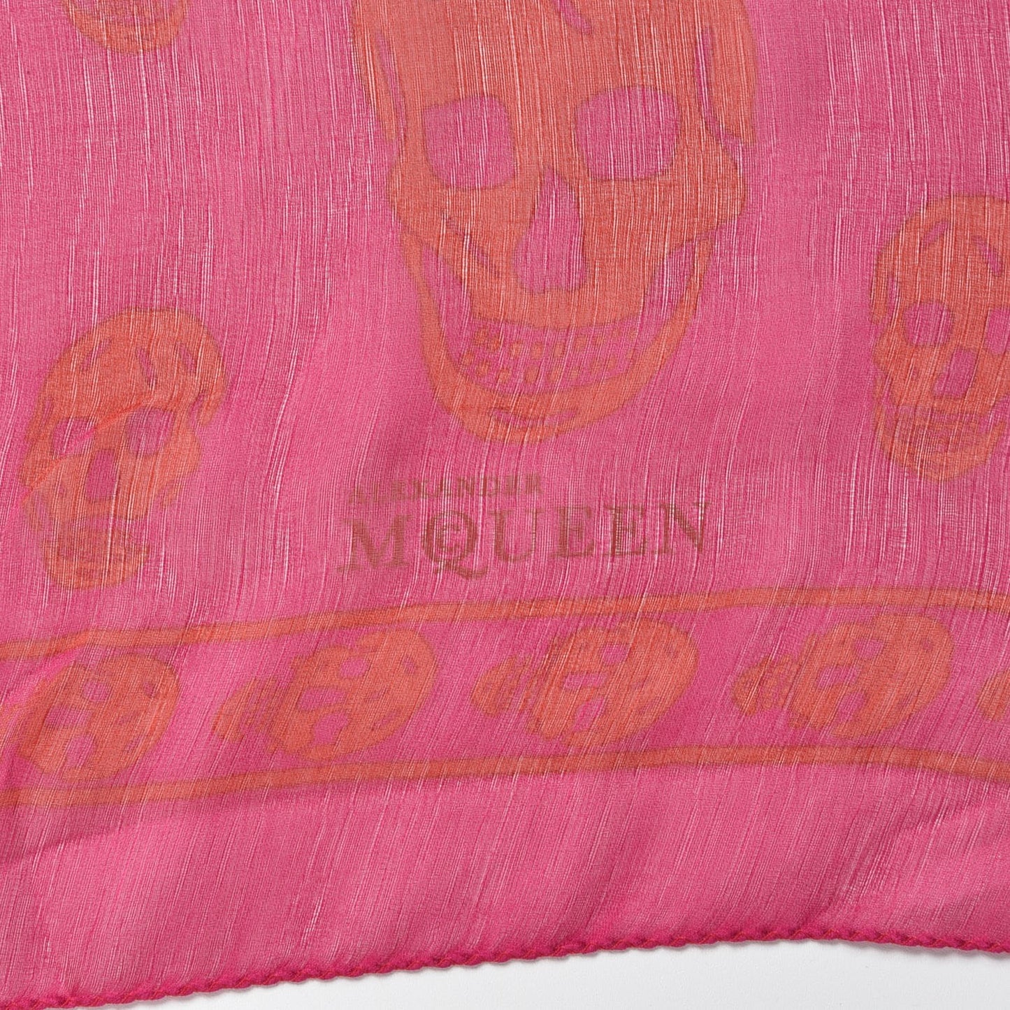 Silk Chiffon Skull Scarf Fuxia Red