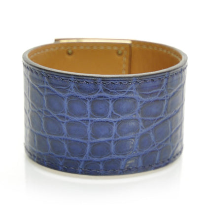 Hermes Matte Crocodile Kelly Dog Cuff Bleu de Malte 2 of 7
