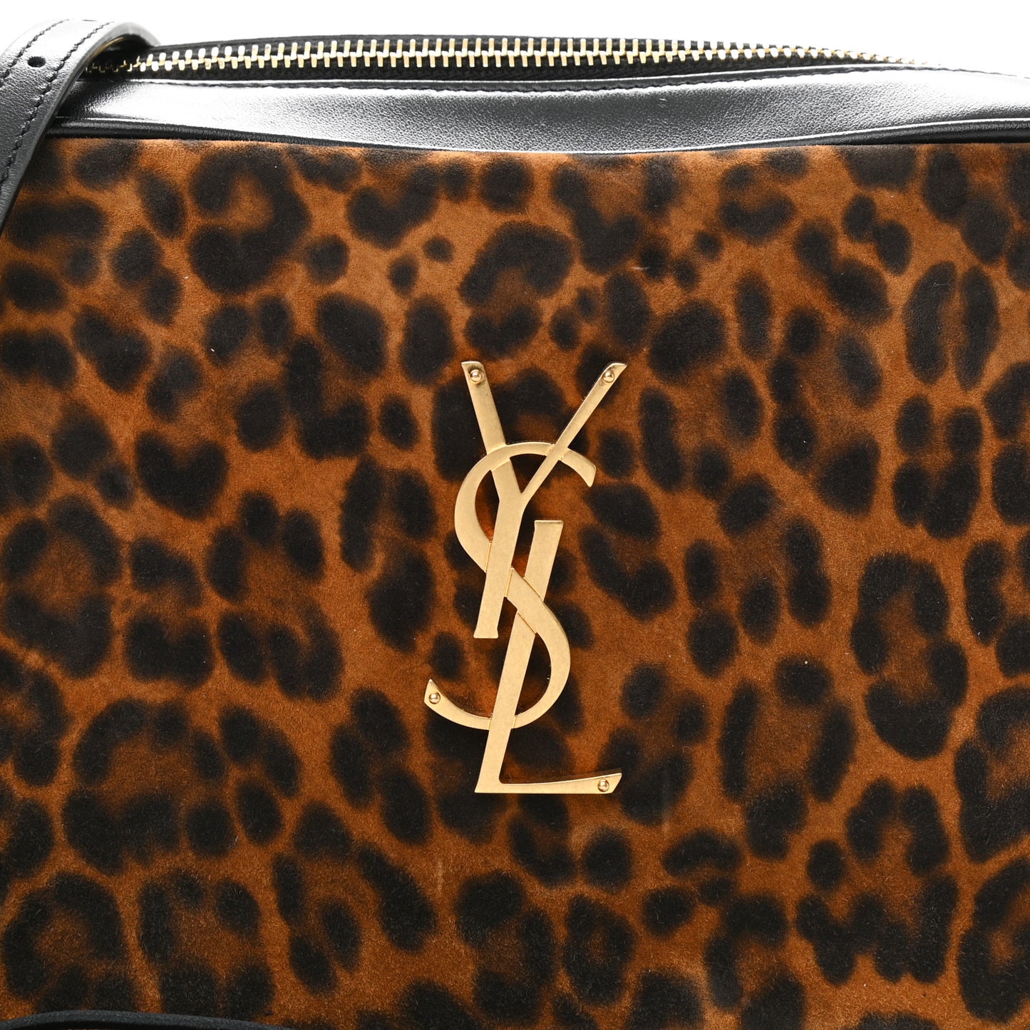 Calfskin Leopard Print Monogram Lou Camera Bag Black