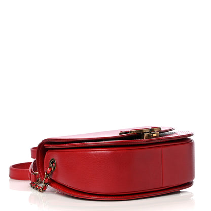 Chanel Shiny Calfskin Goatskin Quilted Small Coco Curve Messenger Flap Red 4 of 11