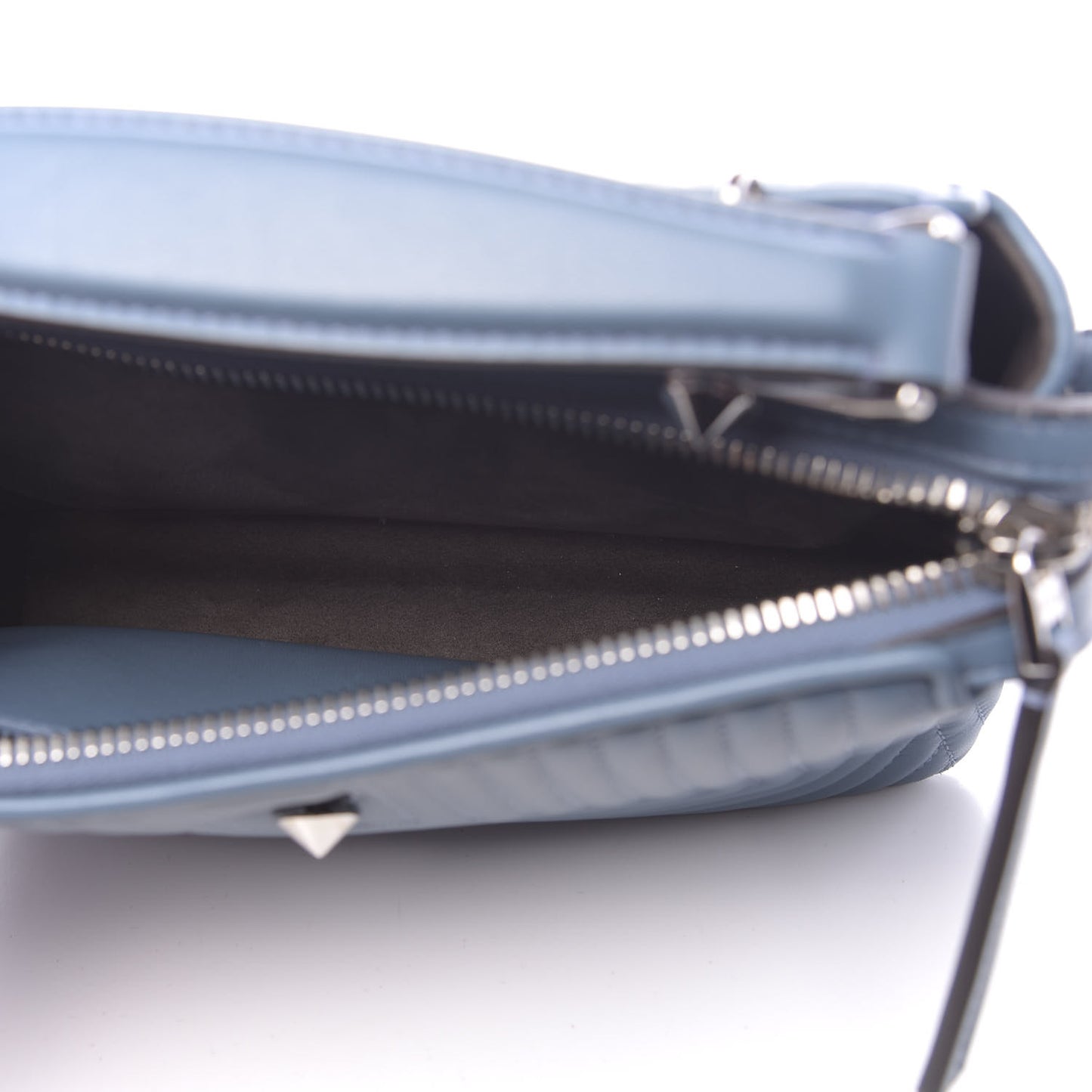 Shiny Nappa Trapuntata Small DotCom Click Top Handle Chain Satchel Blue