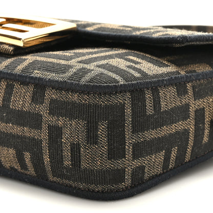 Fendi Fabric Jacquard FF 1974 Mini Baguette Tobacco Moro Black 8 of 8