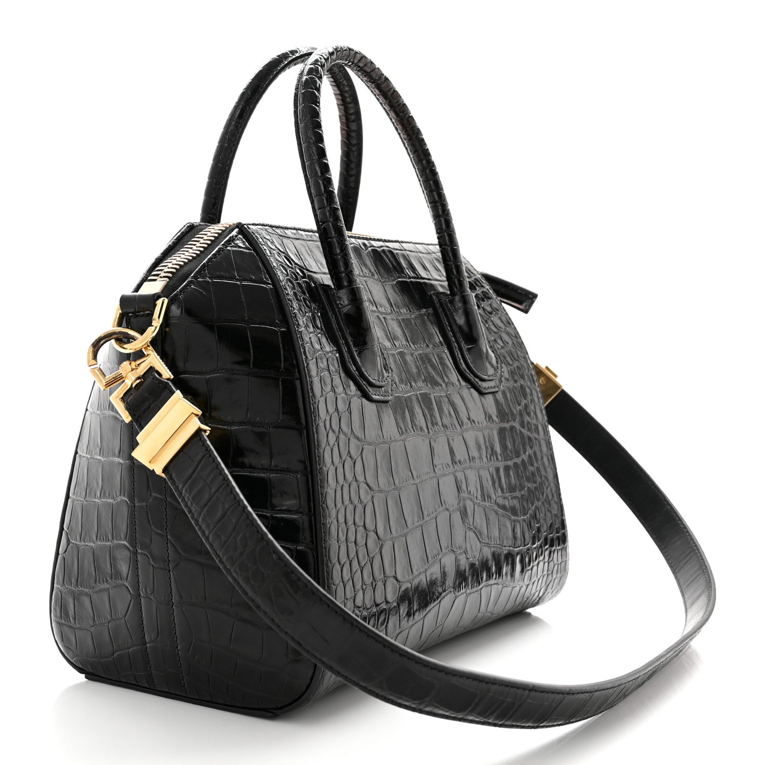 Givenchy Calfskin Crocodile Embossed Small Antigona Black 3 of 11