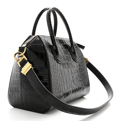 Givenchy Calfskin Crocodile Embossed Small Antigona Black 3 of 11