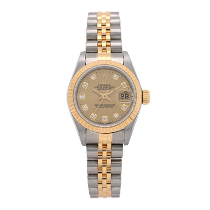 Rolex Stainless Steel 18K Yellow Gold Diamond 26mm Oyster Perpetual Datejust Watch Champagne 69173 1 of 4