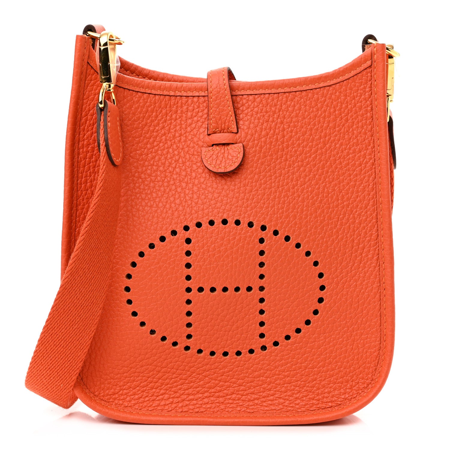 Hermes Taurillon Clemence Evelyne TPM Orange 1 of 10