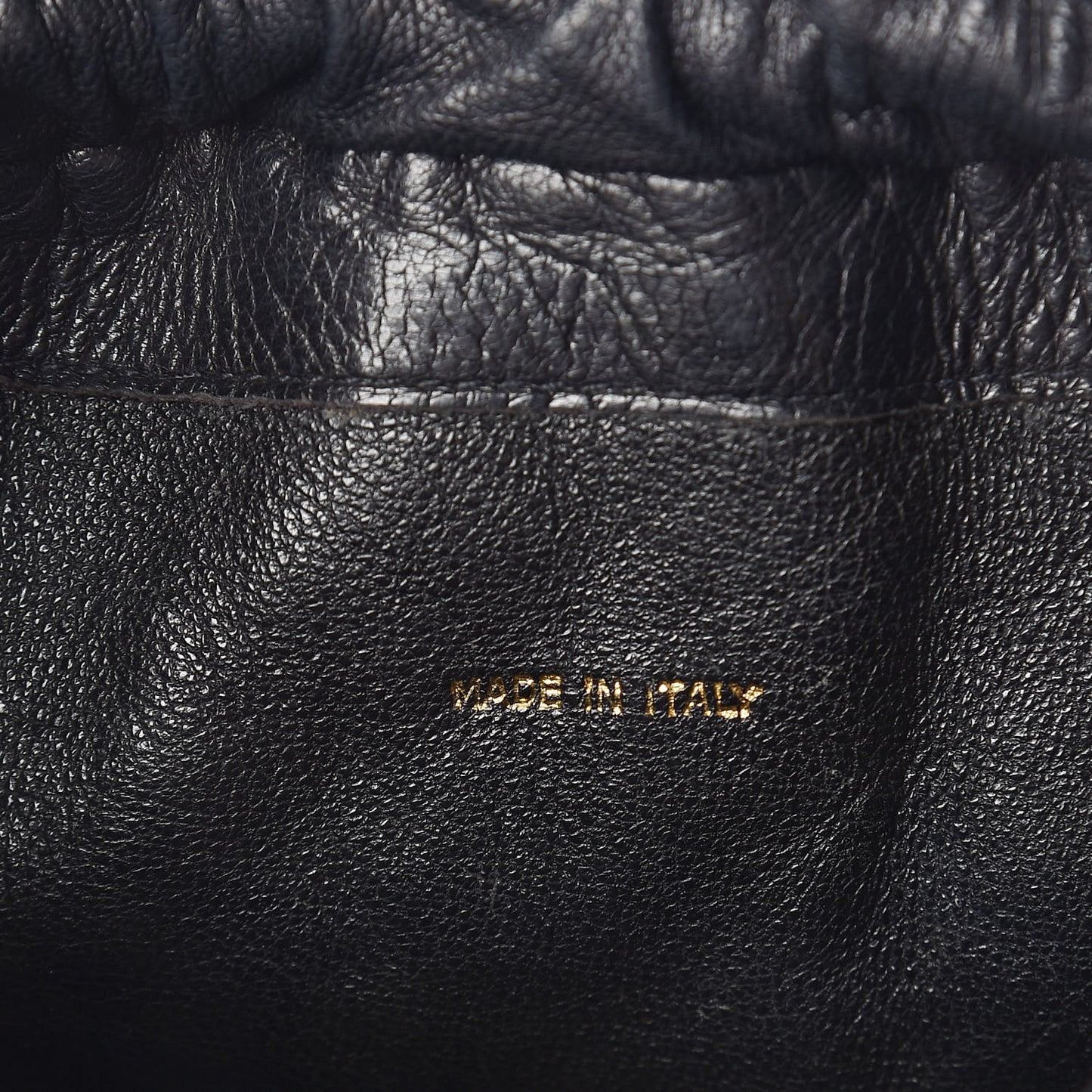 Lambskin Stitched Tassel Drawstring Pouch Black