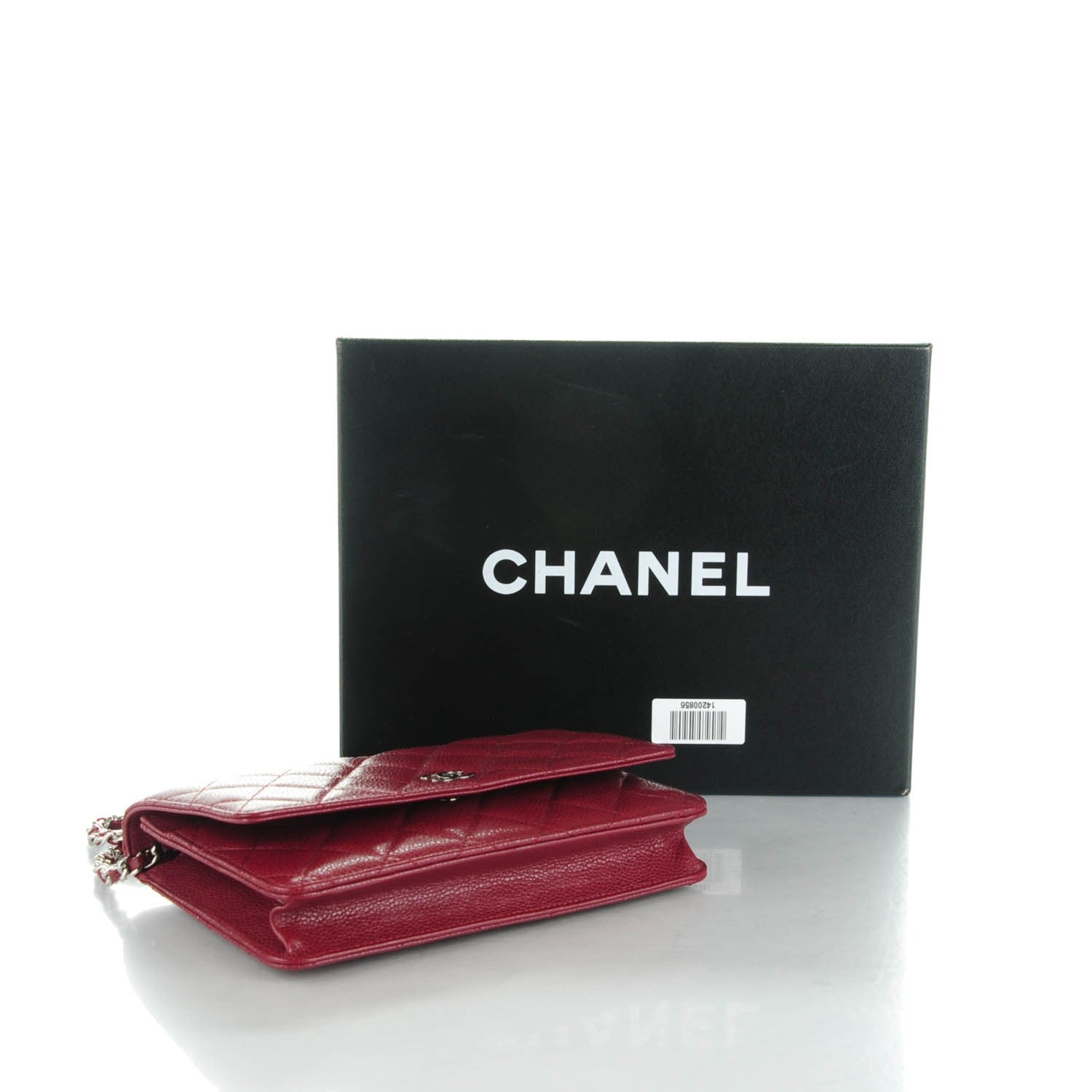 Chanel Caviar Quilted Wallet On Chain WOC Dark Red 4 of 8