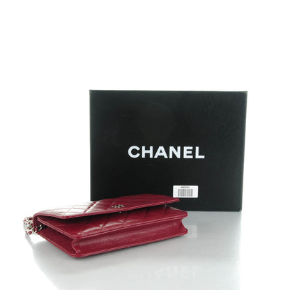 Chanel Caviar Quilted Wallet On Chain WOC Dark Red 4 of 8