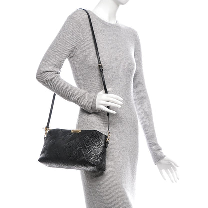 Burberry Signature Grain Calfskin Check Embossed Small Chichester Crossbody Clutch Bag Black 2 of 6