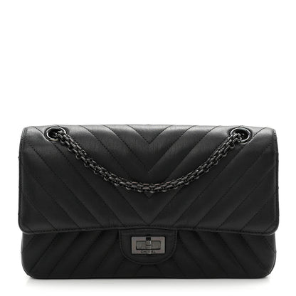 Chanel Sheepskin Chevron Quilted 2.55 Reissue 225 Double Flap So Black 1 of 10