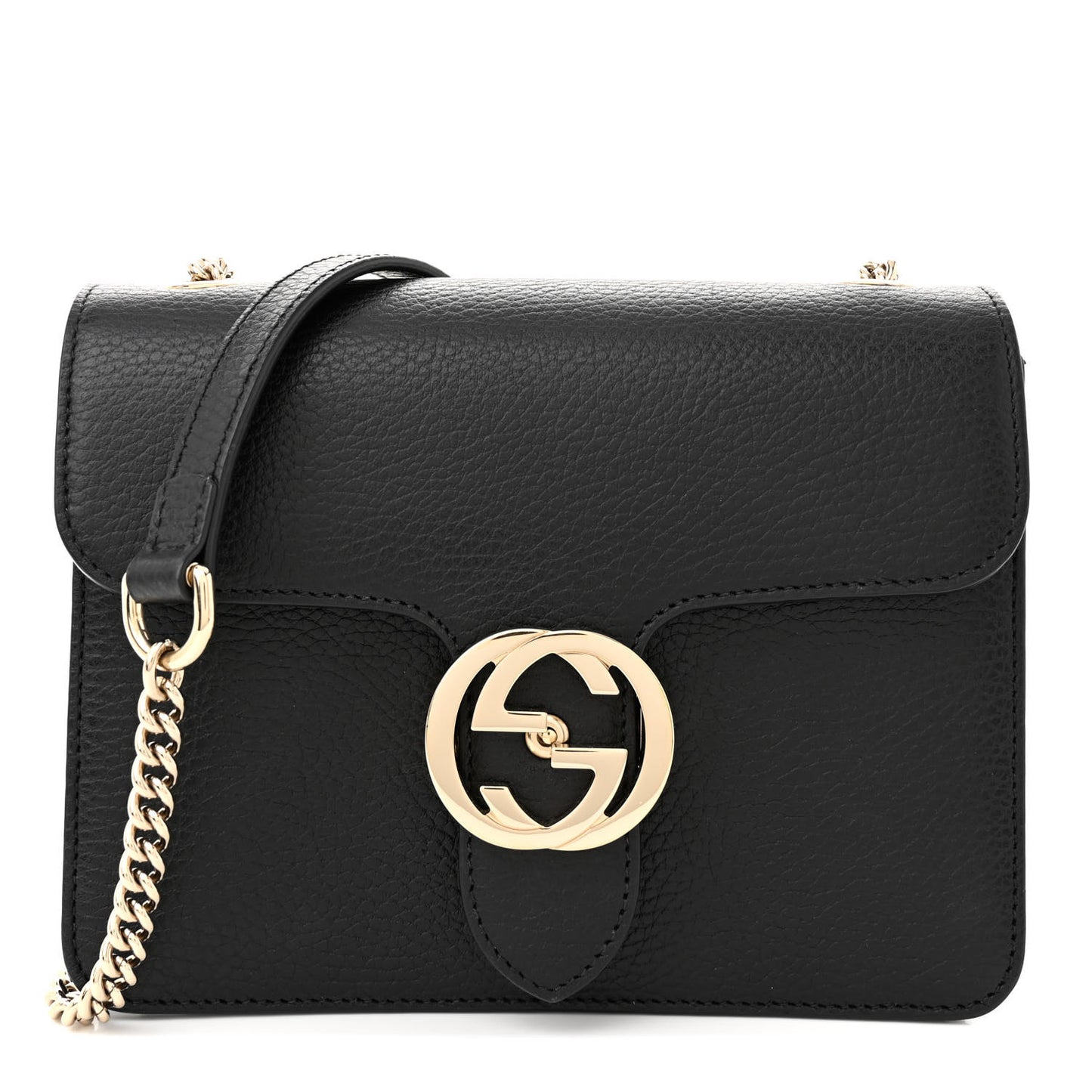 Dollar Calfskin Small Interlocking G Shoulder Bag Black