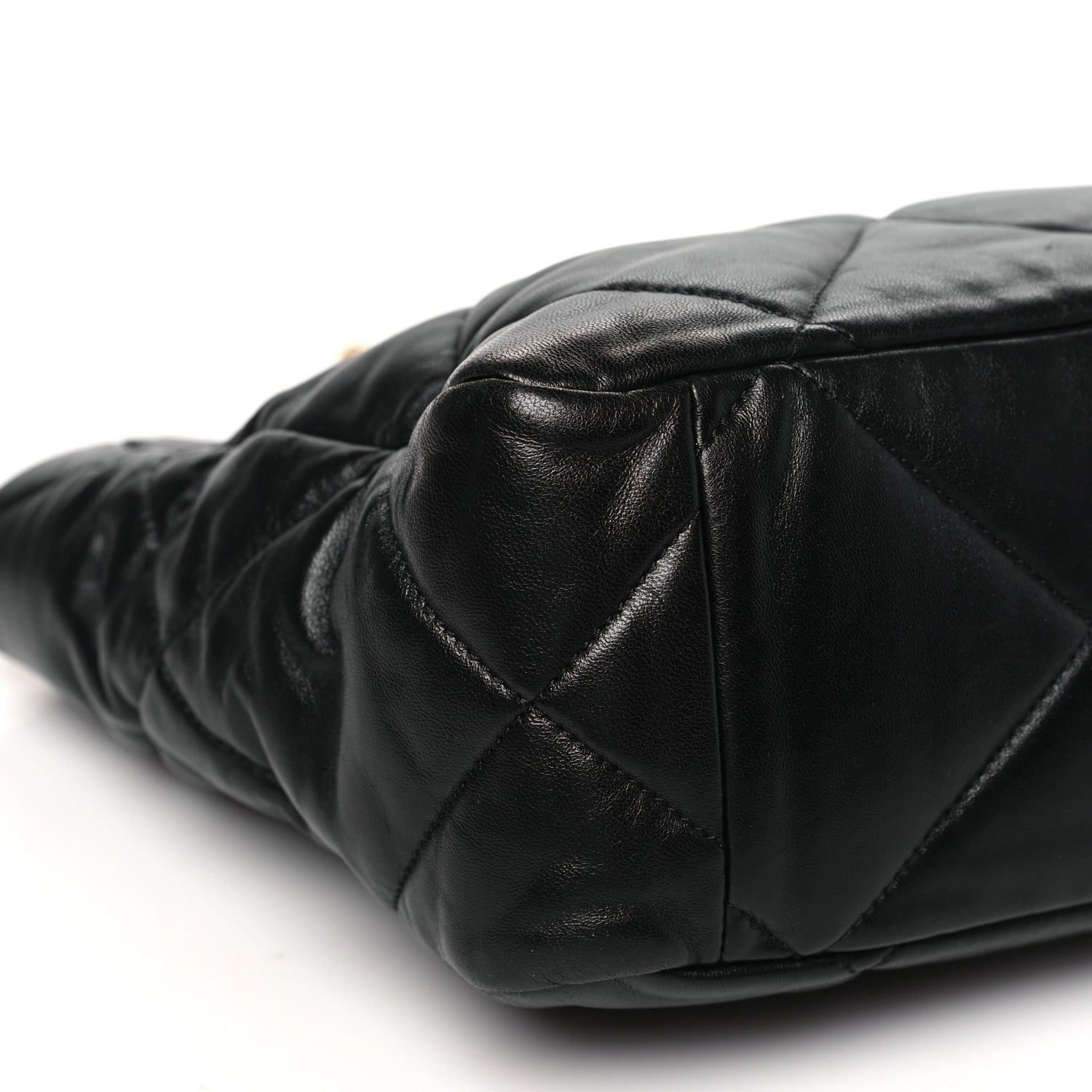 Chanel Lambskin Quilted Chanel 19 East West Shopping Bag Black 9 of 10