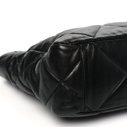 Chanel Lambskin Quilted Chanel 19 East West Shopping Bag Black 9 of 10