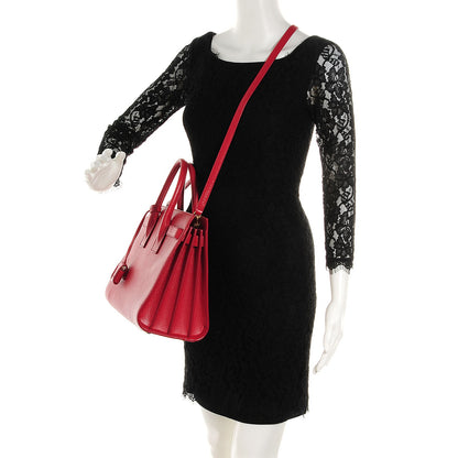 Saint Laurent Grained Calfskin Small Sac De Jour Lipstick Red 2 of 7
