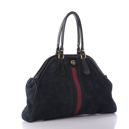 Gucci Suede Large Re(Belle) Top Handle Bag Blue 3 of 9