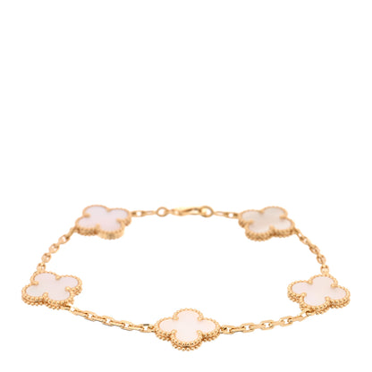 Van Cleef & Arpels 18K Yellow Gold Mother of Pearl 5 Motifs Vintage Alhambra Bracelet 1 of 4