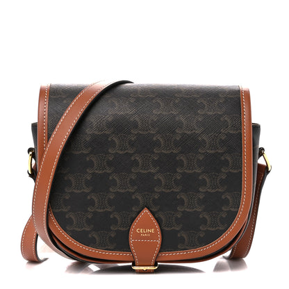 Celine Triomphe Canvas Medium Folco Bag Tan 1 of 10