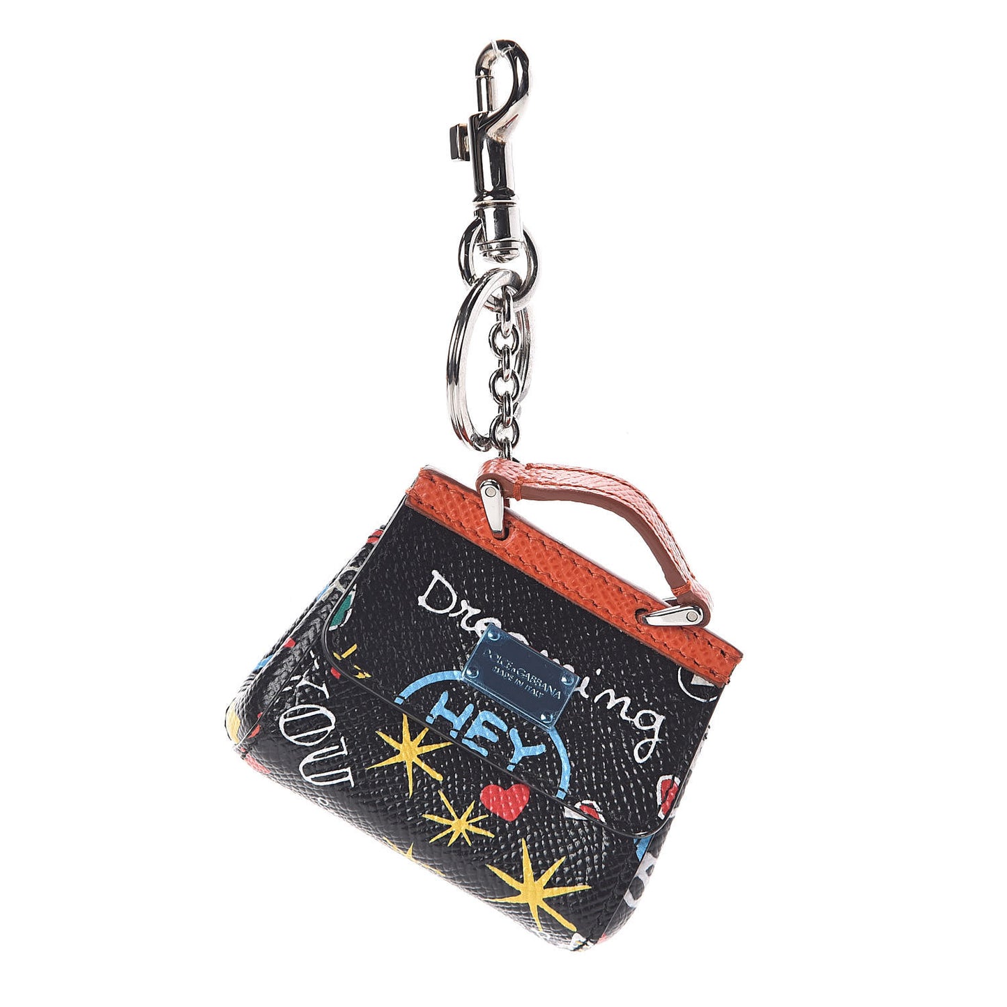 Dauphine Print Miss Sicily Bag Key Chain Black
