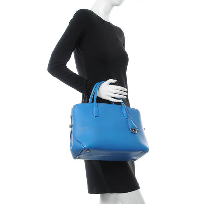 Christian Dior Grained Calfskin Bar Tote Blue 2 of 9