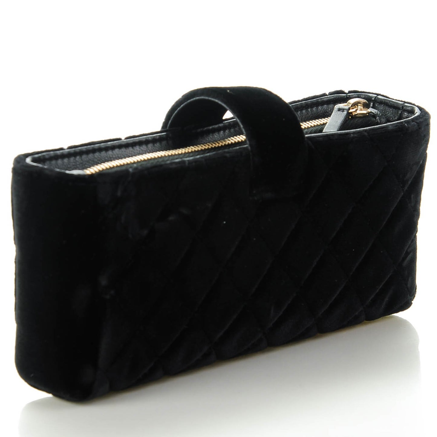 Velvet Quilted Mini Phone Holder Clutch Black