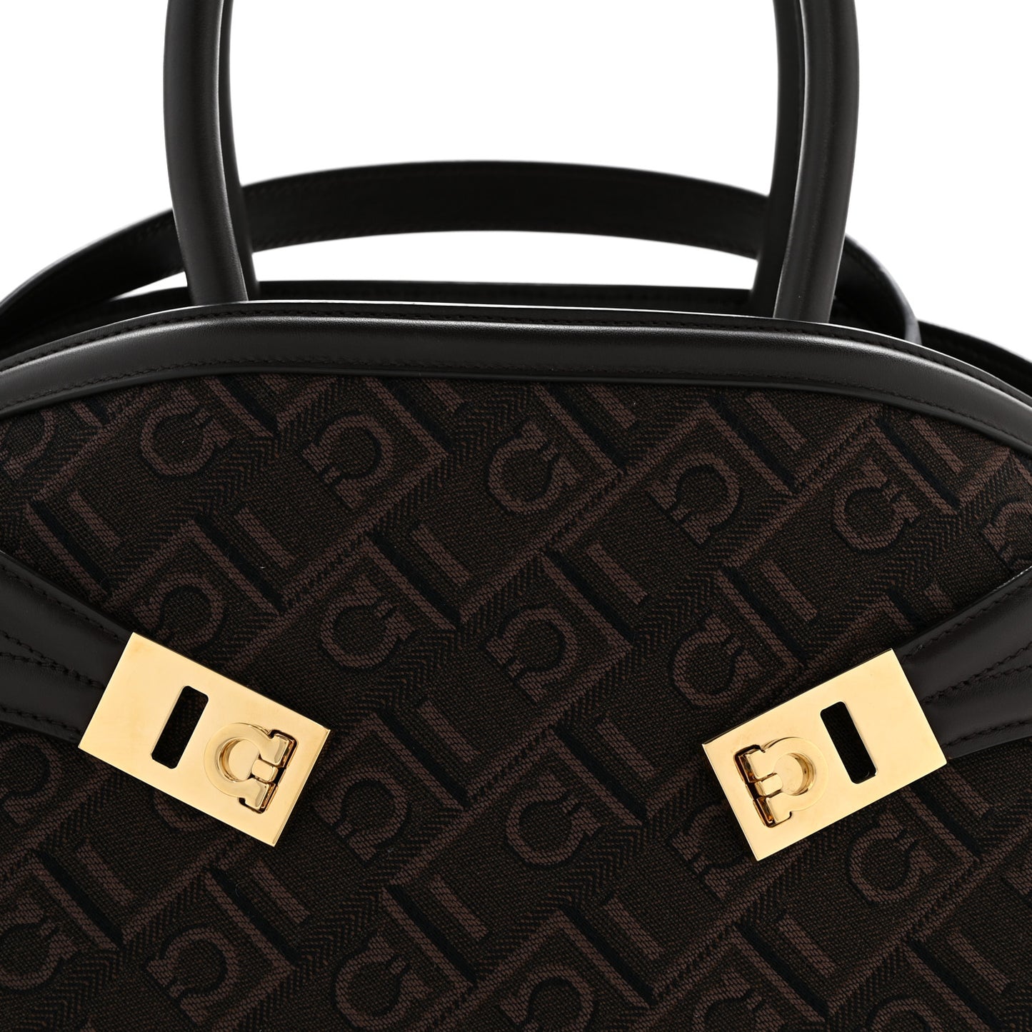 Jacquard Calfskin Monogram Medium Hug Bag  Espresso