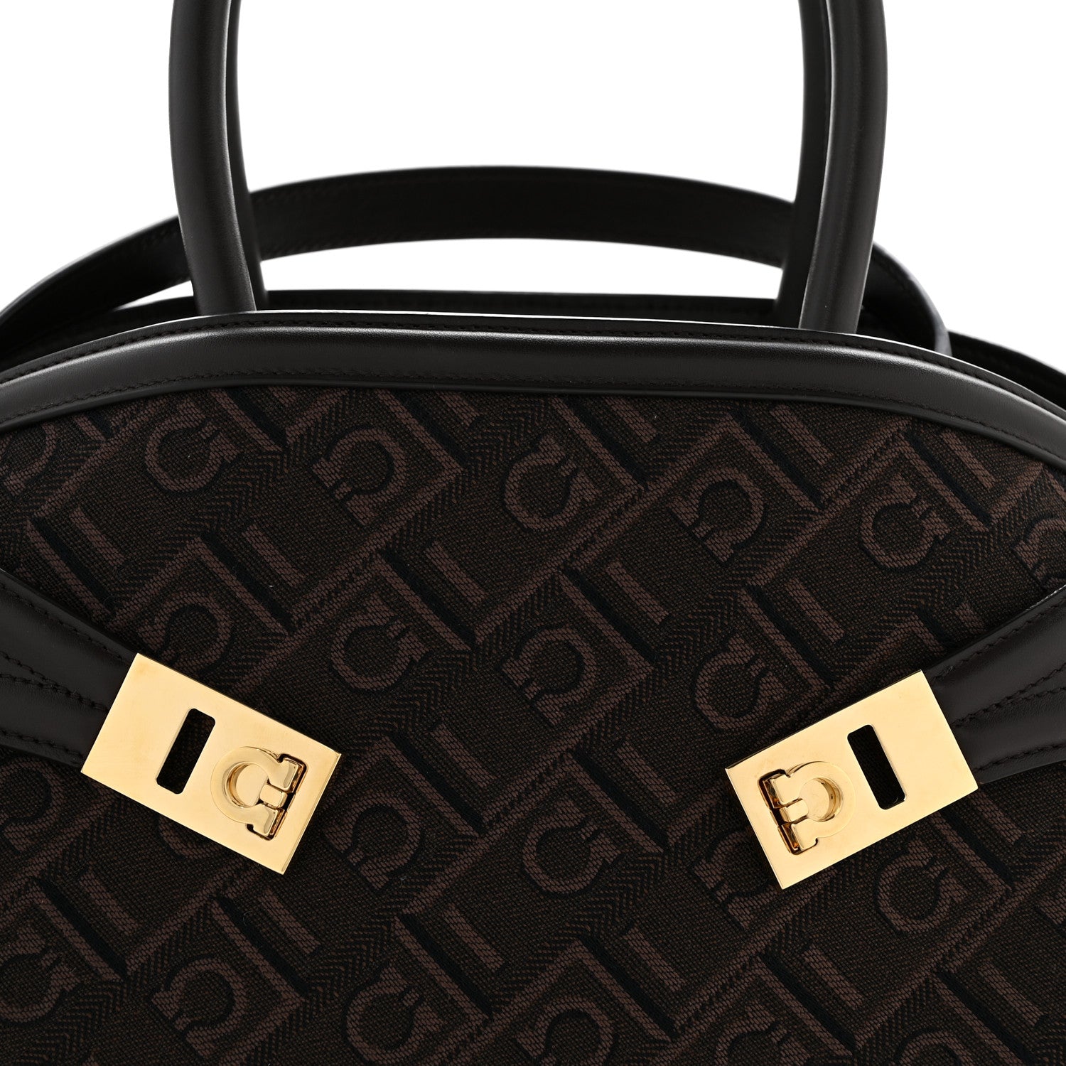Salvatore Ferragamo Jacquard Calfskin Monogram Medium Hug Bag  Espresso 8 of 12