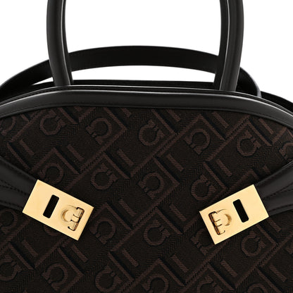 Salvatore Ferragamo Jacquard Calfskin Monogram Medium Hug Bag  Espresso 8 of 12