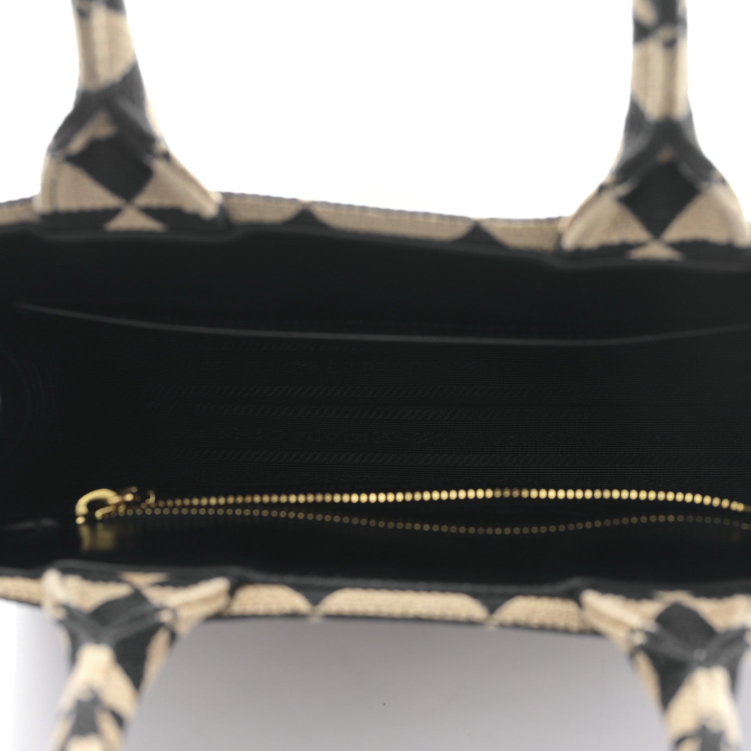 Prada Jacquard Saffiano Triangolo Symbole Embroidered Small Tote Black Corda 5 of 8