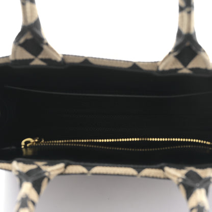 Prada Jacquard Saffiano Triangolo Symbole Embroidered Small Tote Black Corda 5 of 8