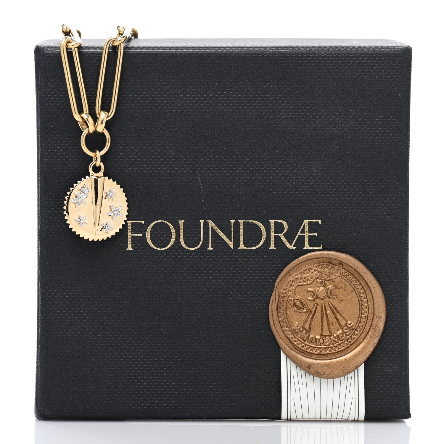 Foundrae 18K Yellow Gold Diamond Baby Resilience Medallion Extended Clip Chain Bracelet 4 of 4
