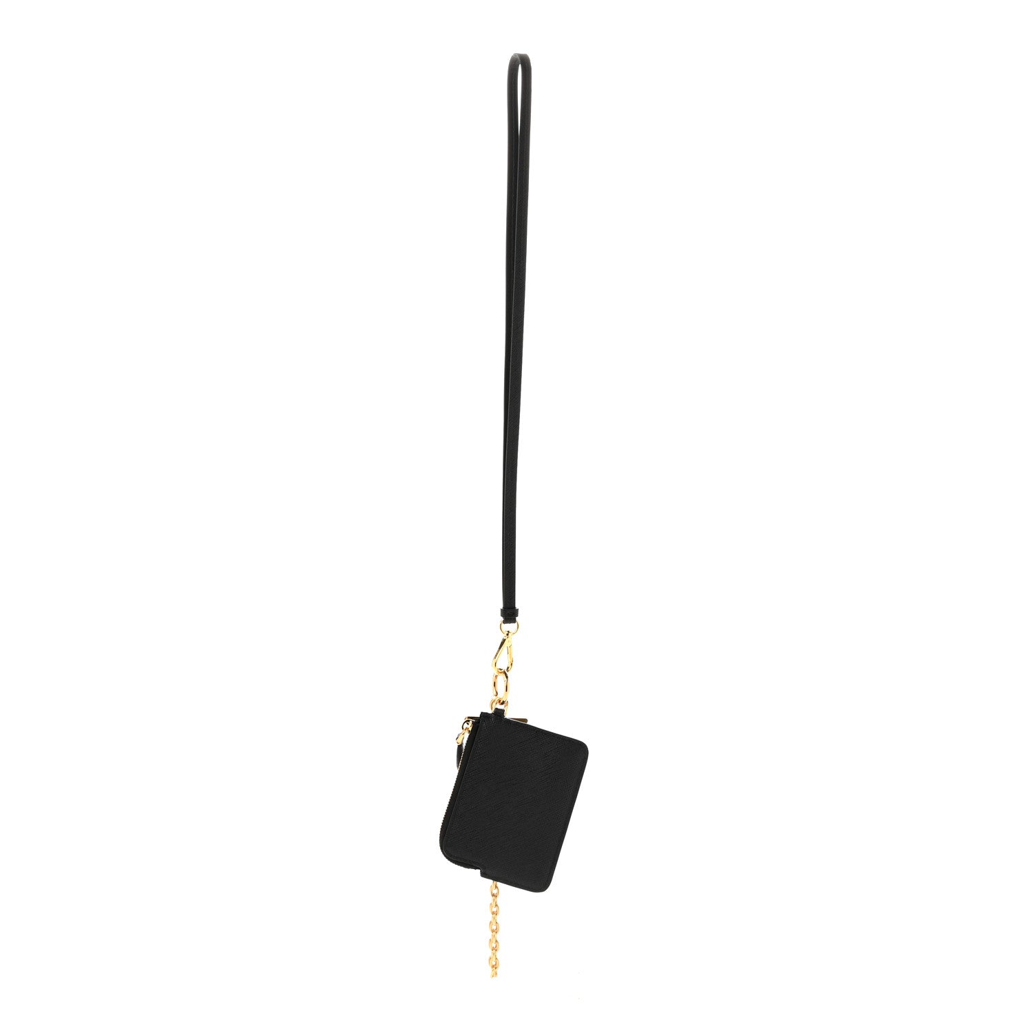 Prada Saffiano Triangle Logo Card Holder With Strap Black 3 of 8