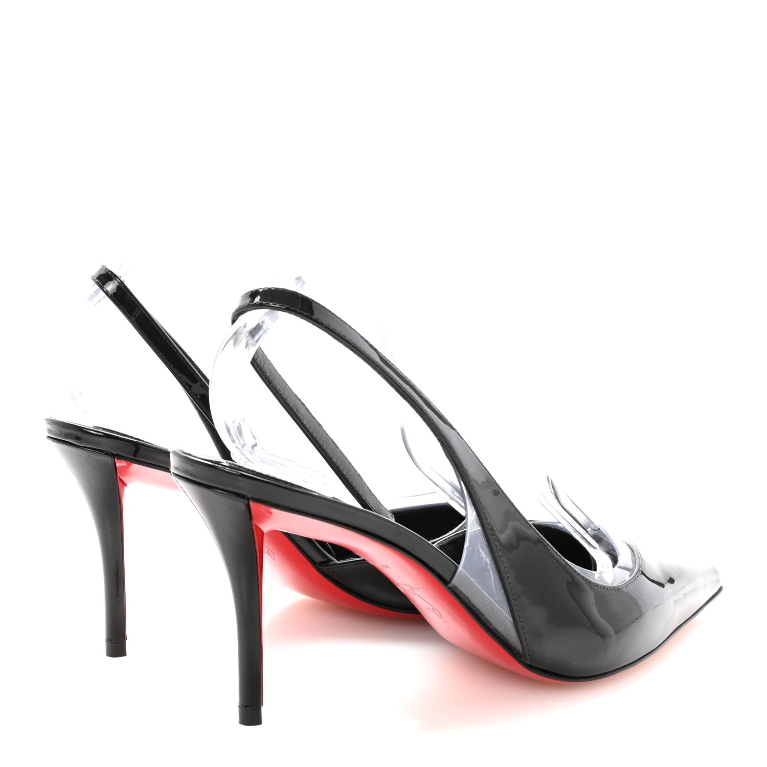 Christian Louboutin Patent PVC Posticha 80 Slingback Pumps 37 Black 5 of 9