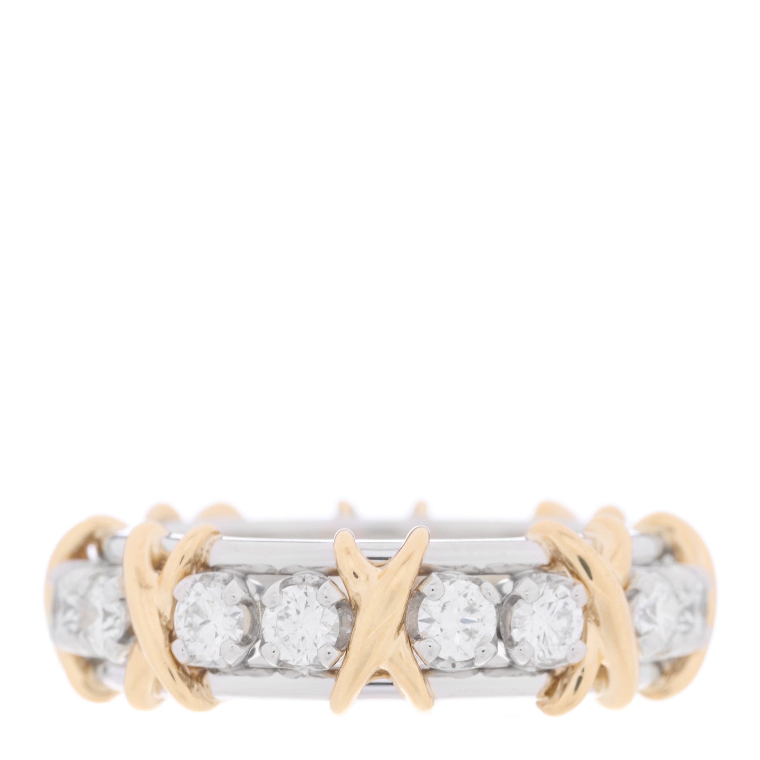 Tiffany Platinum 18K Yellow Gold Diamond Schlumberger Sixteen Stone Ring 53 6.5 3 of 4