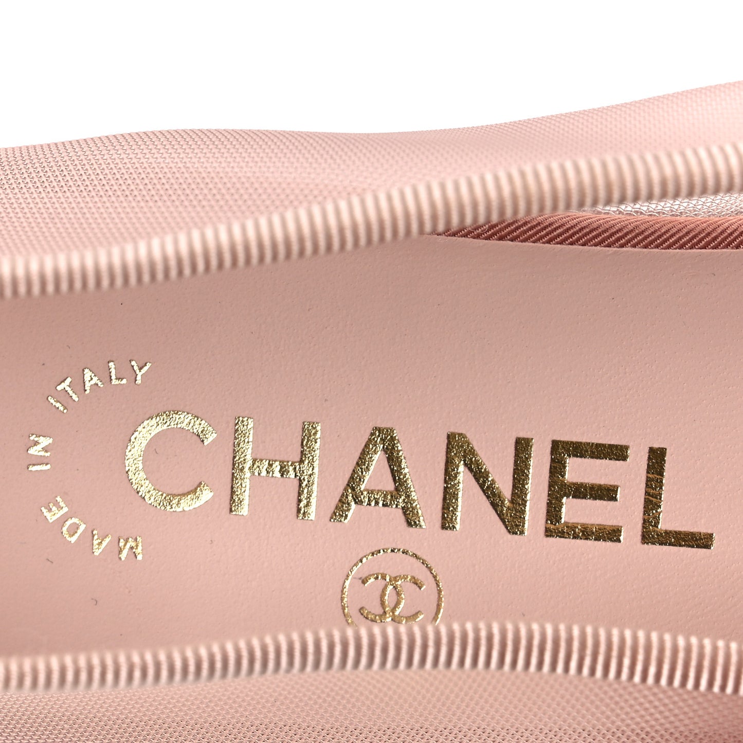 Mesh Grosgrain CC Cap Toe Ballerina Flats 38.5 Light Pink Dark Pink