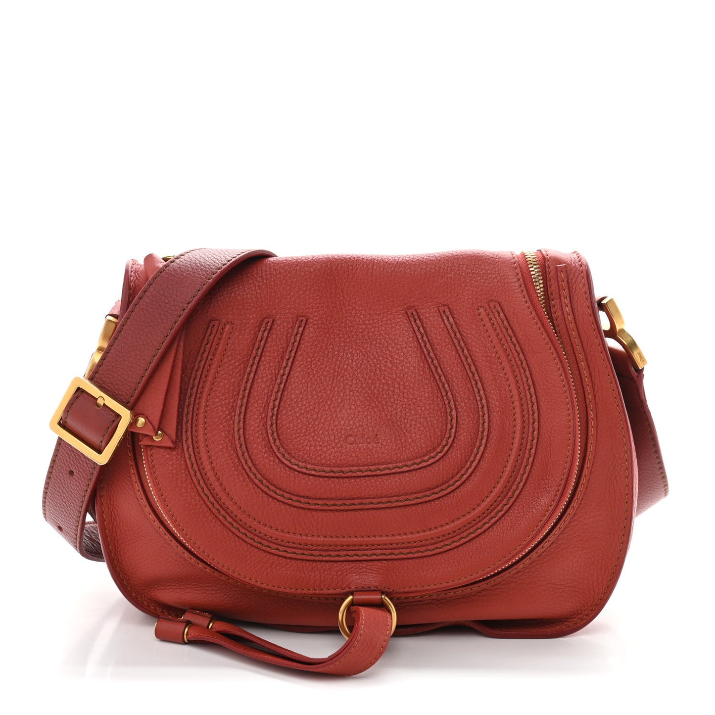 Calfskin Medium Marcie Round Zip Crossbody Bag Maple Leaf