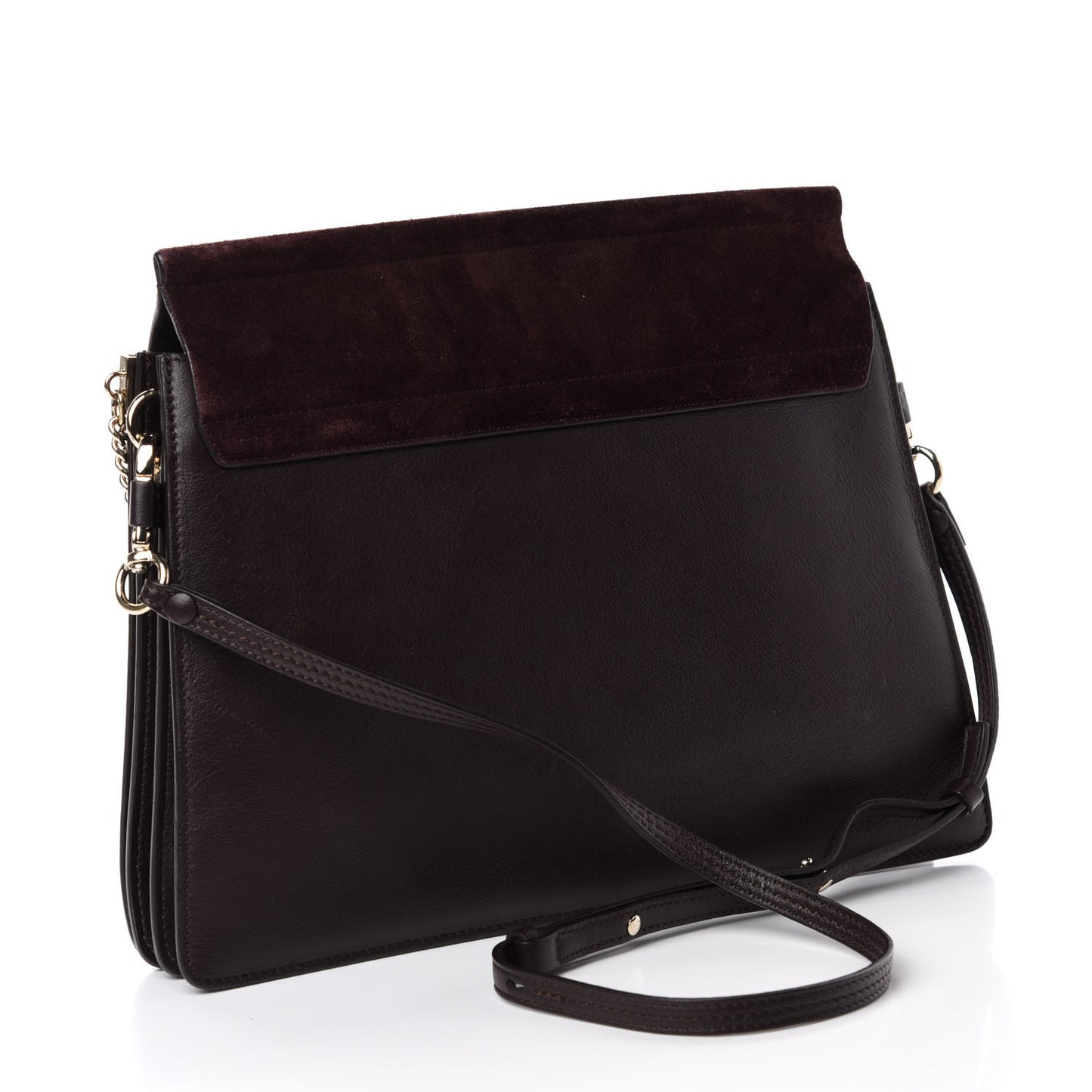 Suede Calfskin Medium Faye Shoulder Bag Dark Purple