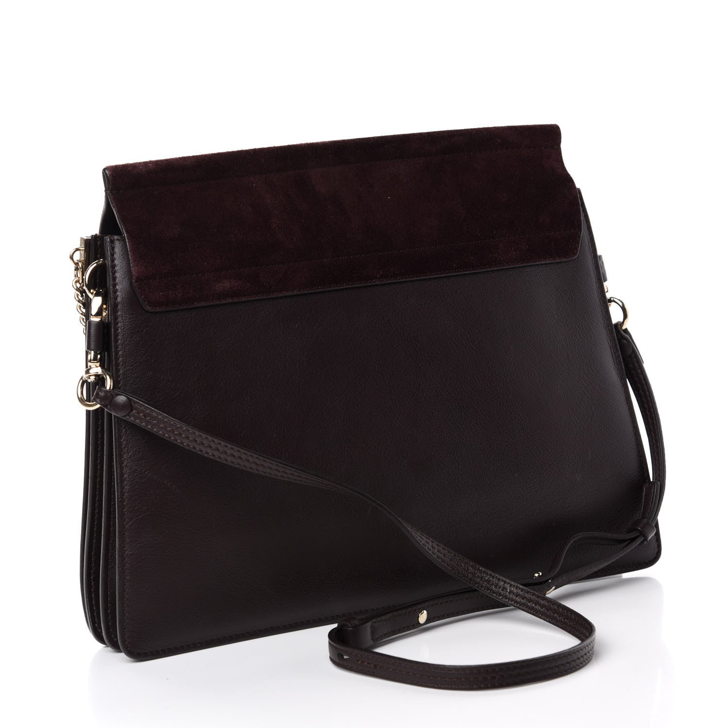 Chloe Suede Calfskin Medium Faye Shoulder Bag Dark Purple 3 of 10