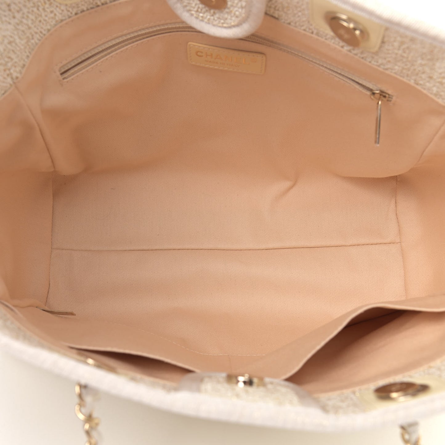 Lurex Boucle Small Deauville Tote Ivory