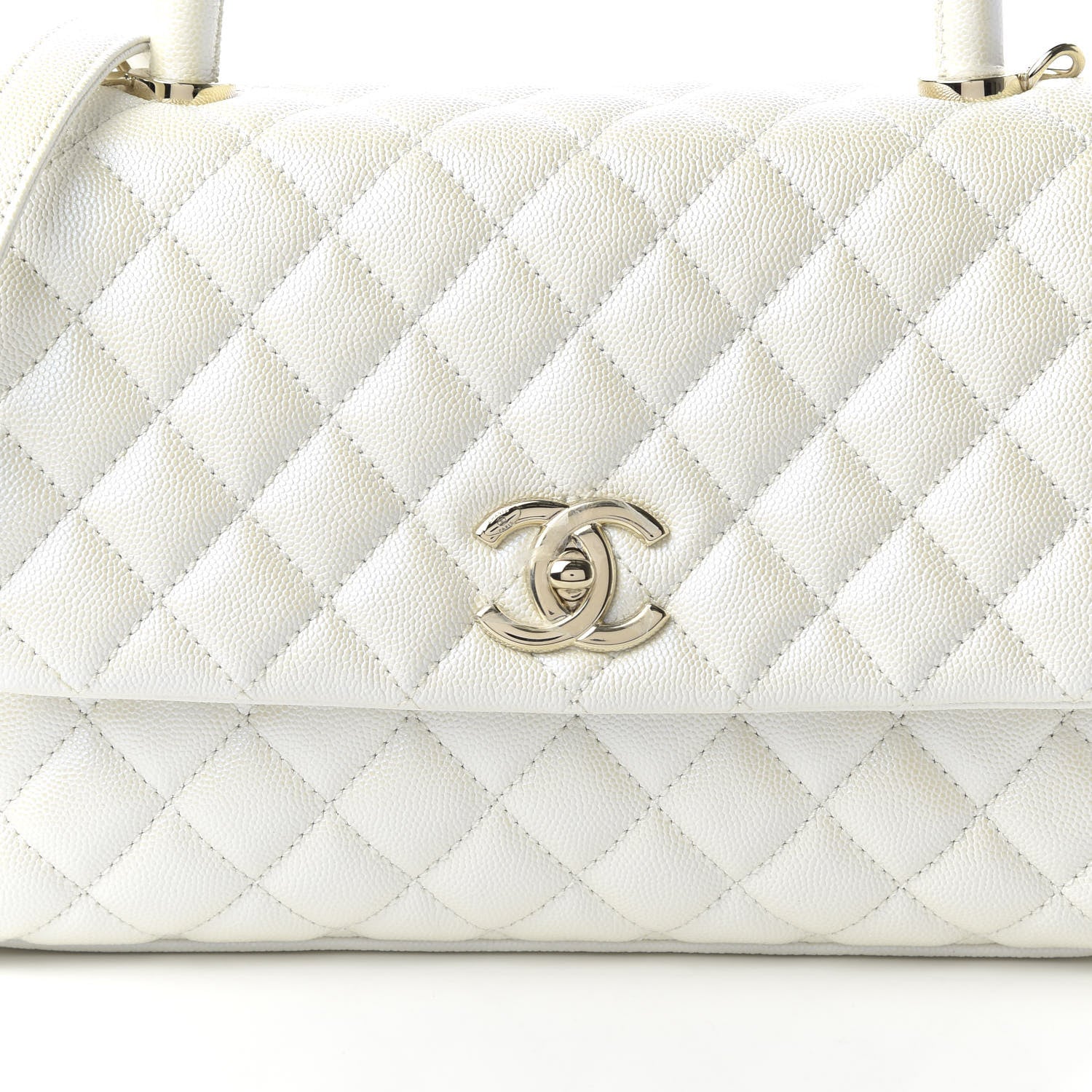 Chanel Iridescent Caviar Quilted Small Coco Handle Flap White 10 of 10